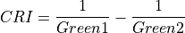 CRI = \frac{1}{Green1} - \frac{1}{Green2}