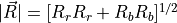 \lvert \vec{R} \rvert = [R_r R_r  + R_b R_b ]^{1/2}